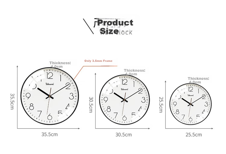Telesonic Wall Clock, Living Room And Bedroom Quartz Clock, Modern Minimalist Creative Design, No Drilling Required, Fashionable 3D Clock, Round Wall Clock, 35cm 6