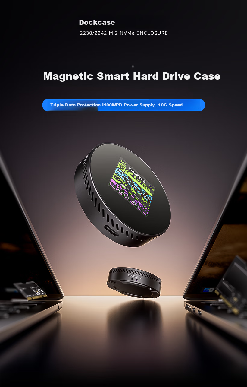 DOCKCASE Magnetic Fan 2230 SSD Enclosure for M.2 NVMe External Hard Drive Box, Compatible with IPhone 17 Pro, Phone Electronic Urine Bag Expansio 1