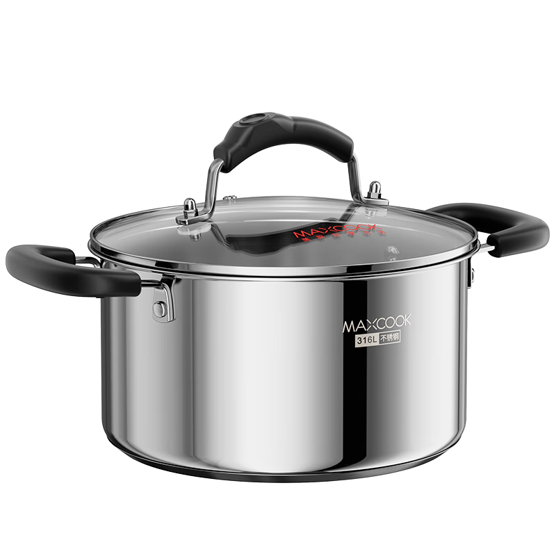 MAXCOOK 22CM 316L Stainless Steel Thickened Composite Bottom Soup Pot MCT2818