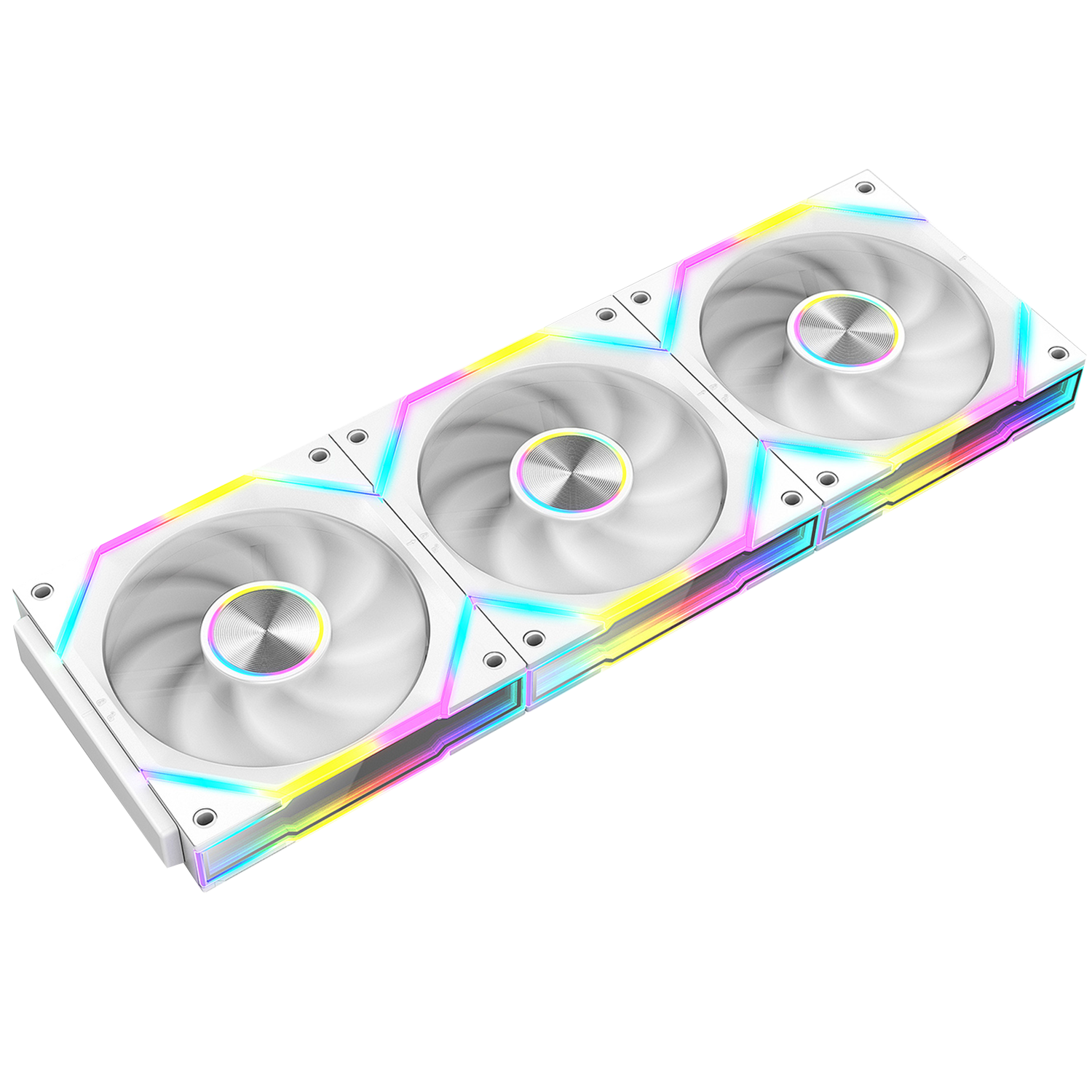 Jingpinlu Star Journey Building Blocks S2 Fan Triple Pack, White Regular Leaf 12cm, Infinite Mirror, Supports Godlight Synchronization, PWM Speed Adjustment, Modular Case Fan, ARGB Desktop Computer Star Chain V2
