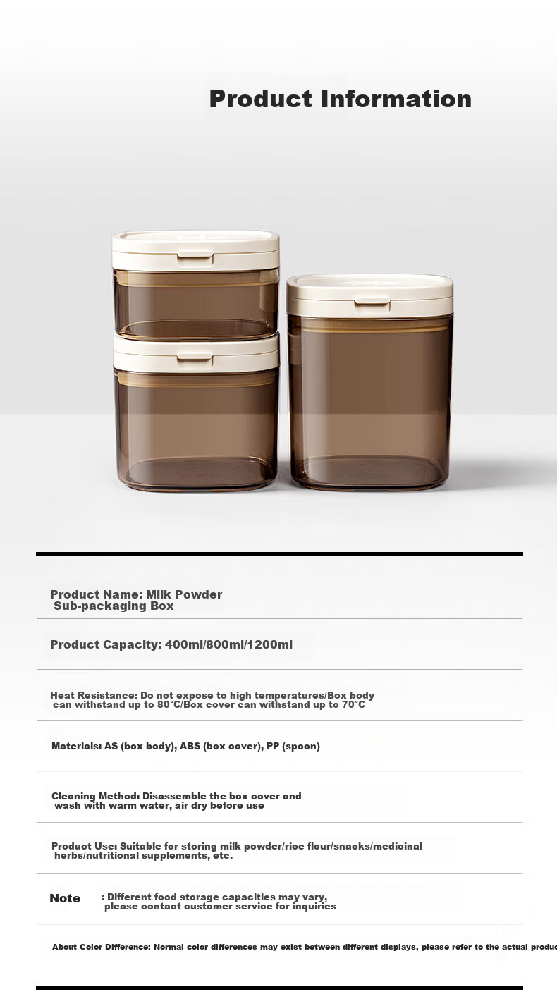 ANKOU Milk Powder Container, Baby Formula Canister, Sealed Jar, Portable Rice Cereal Box, Light-Proof Complementary Food Container with Magnetic Suction And Flat Scraper, 1200ML 25