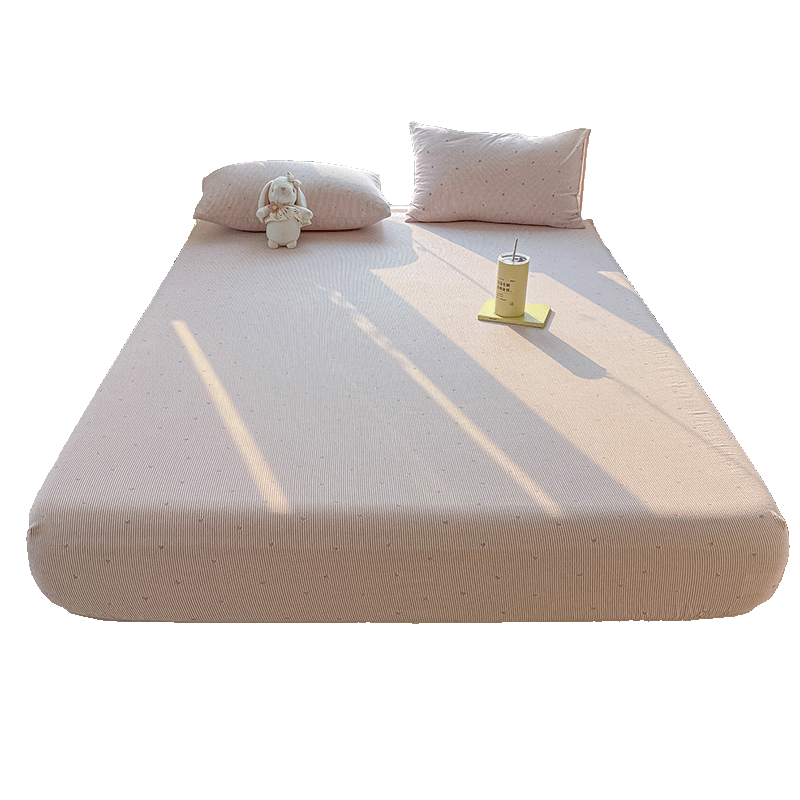 Hongdou Class A Double-Layer Gauze Fitted Sheet Three-Piece Set Home Single Bed Cover Full Wrap Bed Protector 1.5*2m Purple Qing