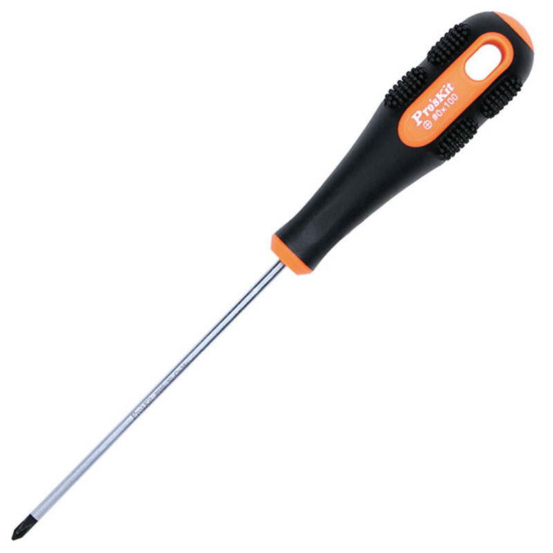 Pro'sKit 9SD-205B Orange and Black Dual-Color Phillips Screwdriver #0 3.0x100mm
