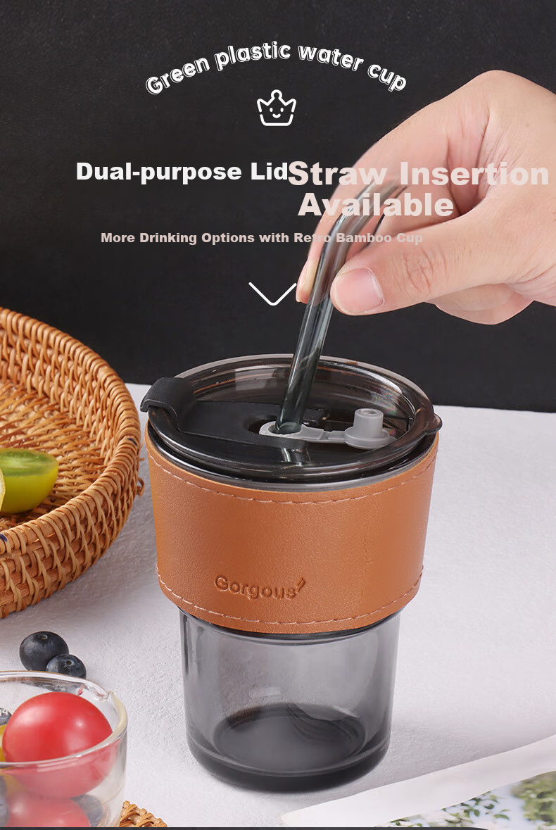 BJ Water Bottle, Glass Cup, Tea Cup, Drinking Cup, Straw Cup with Lid, Coffee And Milk Tea Cup, Hexi Color Bamboo Joint Cup 1