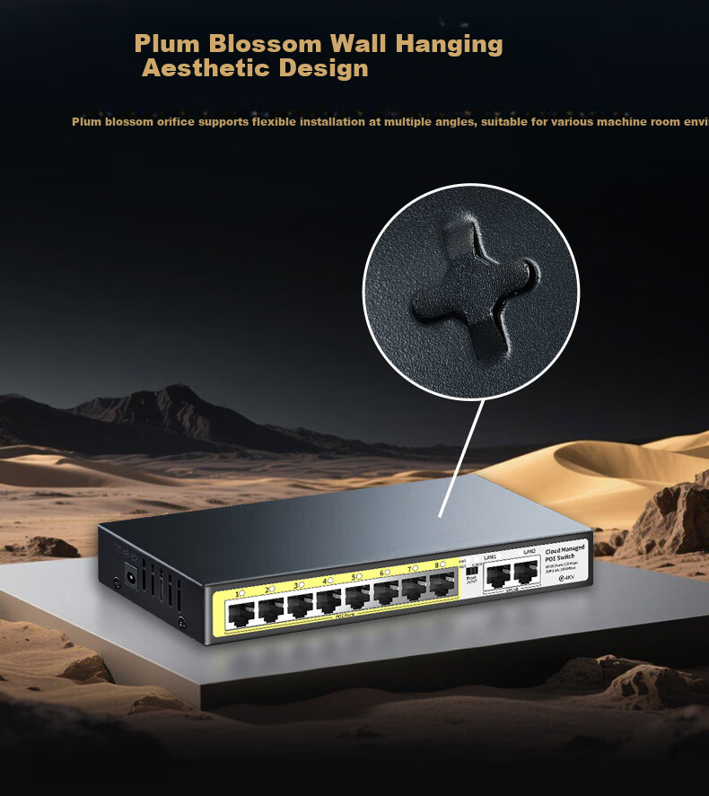 Huoyi 10-Port Gigabit POE Switch, 8 Gigabit PoE + 2 Gigabit, Managed Switch, Surveillance Network Cable Splitter, Enterprise-Level Switch, Splitter 11