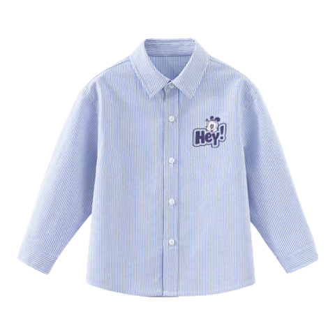BOBDOG Boys' Cotton Long Sleeve Shirt Baby Shirt Spring Children's Top Light Jacket Blue Stripes 140