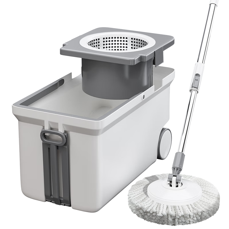 Baijiahaoshi Rotating Mop with 2 Heads, Household All-In No-Hand Washing, 2026 Labor-Saving Pole, No-Hand Washing Household Floor Mop Bucket