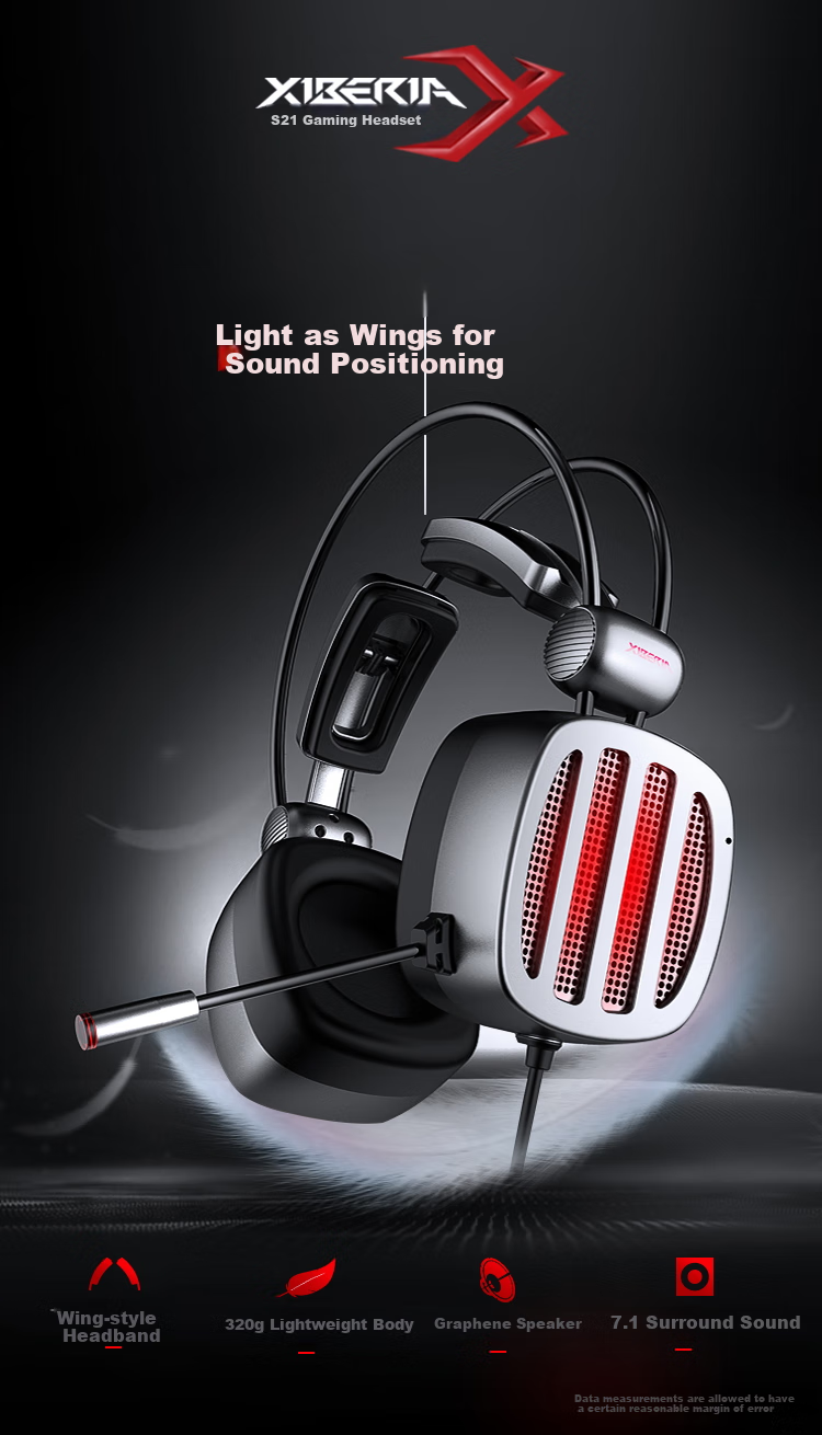 XIBERIA S21 Gaming Headset, Over-Ear Computer 7.1 Sound, Wired Earphones for Mobile Phones, Compatible with Delta Audio [Same As Used by Professionals] 6