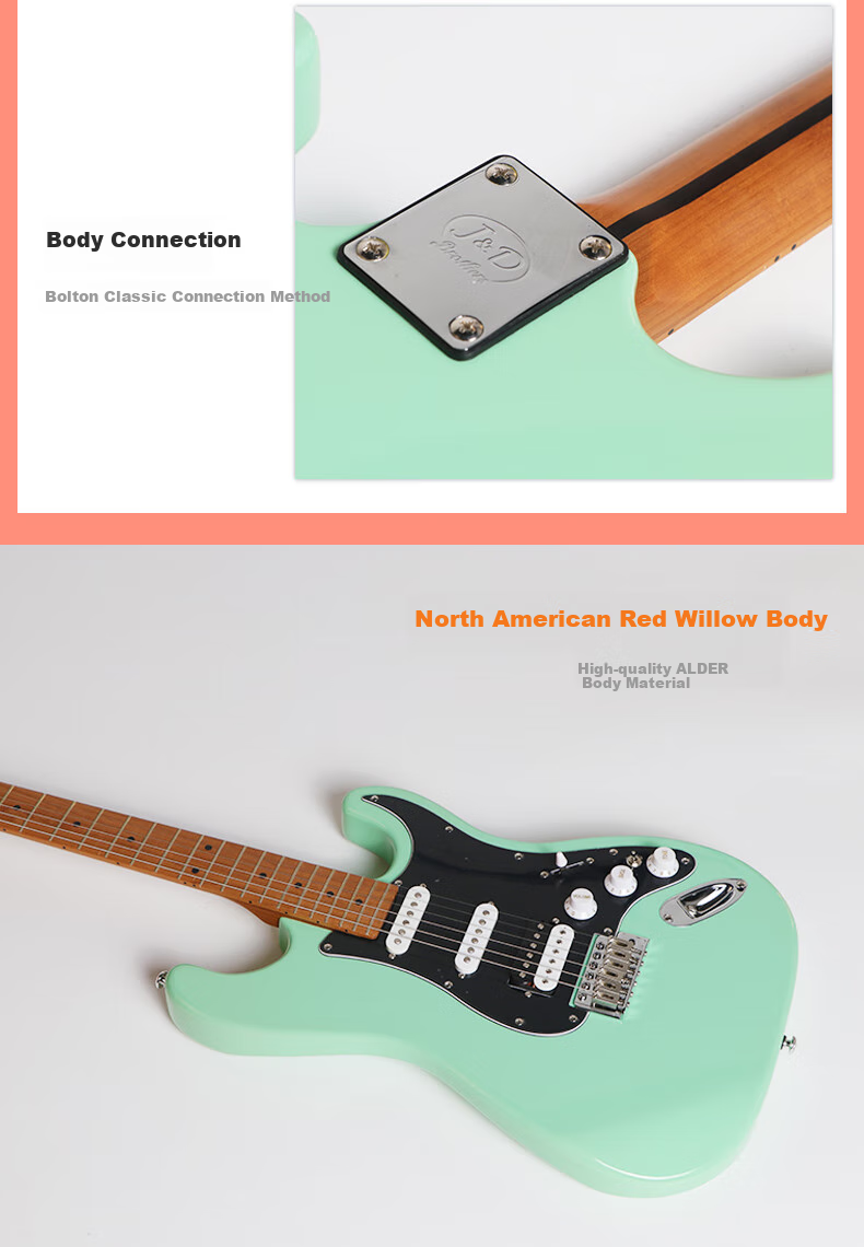 J&DGuitars Electric Guitar JD Baked Maple Neck ST-RM 80 Beginner Starter Guitar Set 6