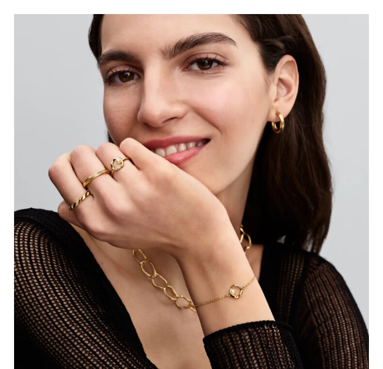 Pandora Essence "Don't Cry" Round Pearl Bracelet, Gold Elegant Exquisite Birthday Gift for Girlfriend 2