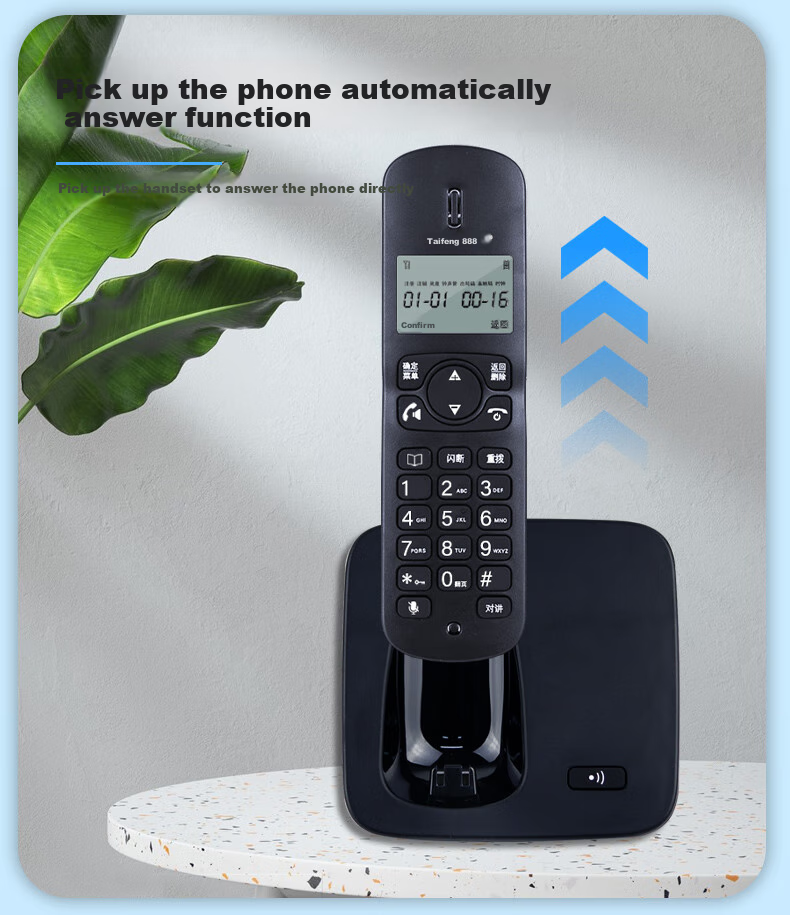 Taifeng888 Cordless Single-Line Telephone with Chinese Menu, Parent-Child System, Wireless Main Unit, Landline for Office And Home Use, Fixed-Line Telephone TF51, Ivory White 9