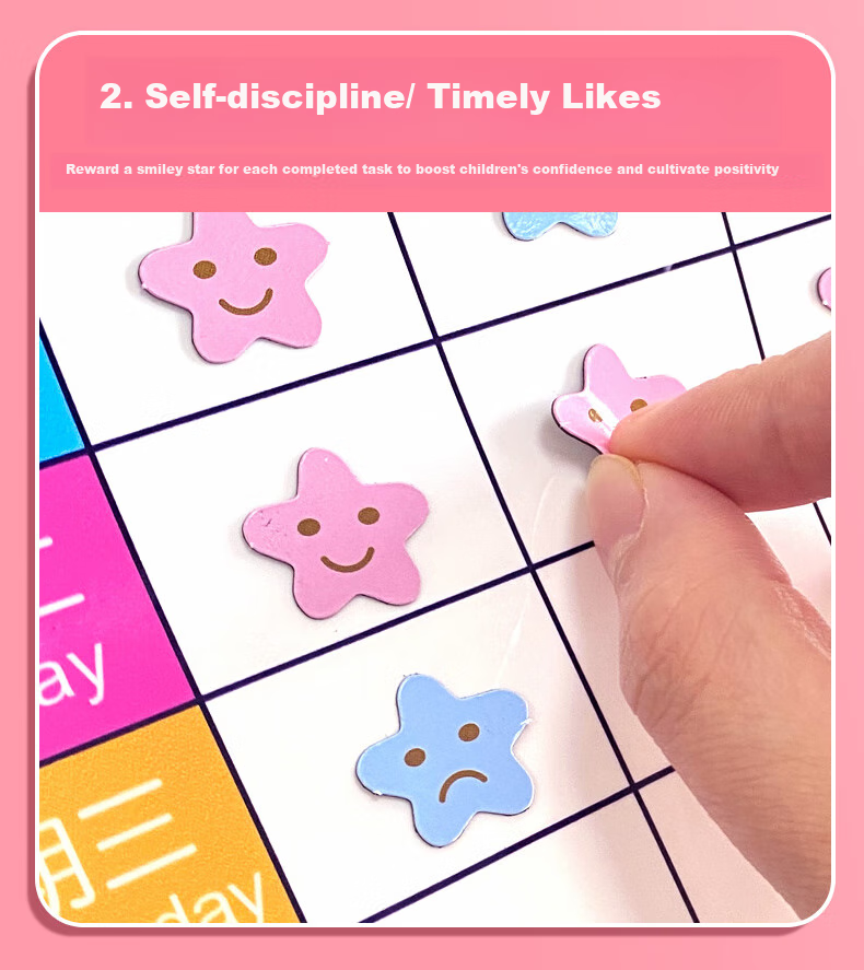 COMIX Children's Growth Self-Discipline Chart, Multifunctional Summer Vacation Good Habit Check-In Tool, Reward Points Wall Sticker, Study Plan Schedule Board, Elementary School Student Wall Sticker with Magnetic Attachment R4230 6