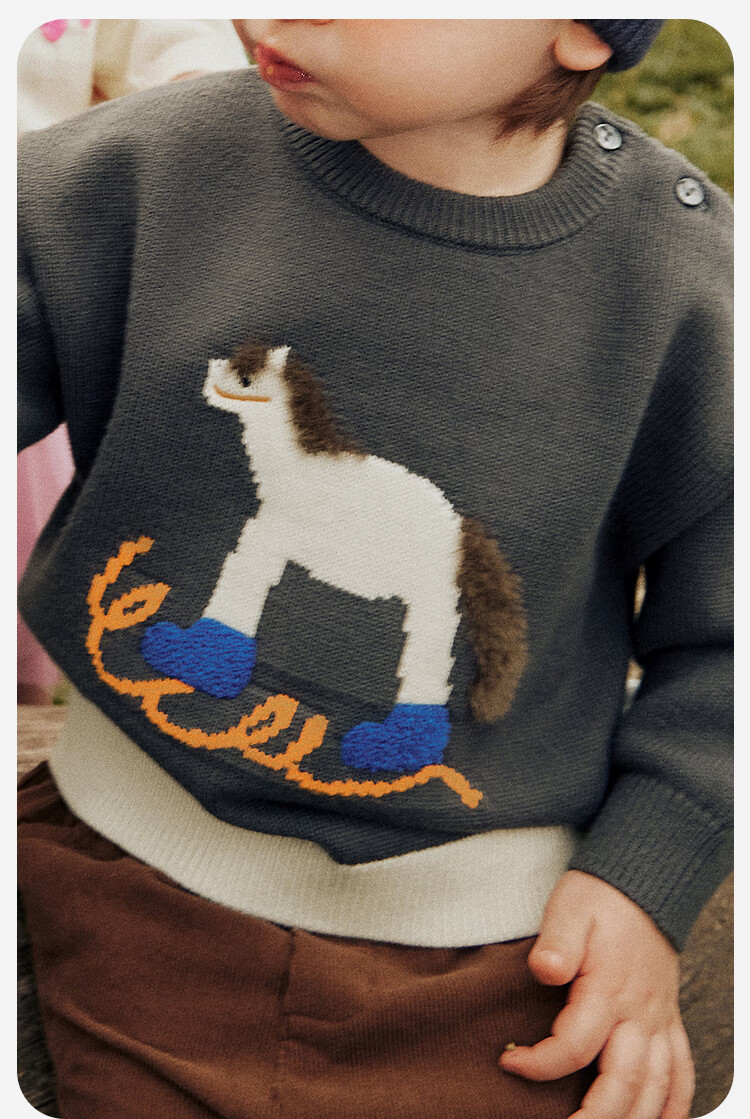 Minibala Bala Boys and Girls Sweater 2025 Winter Baby Embroidered Knitwear Infant Pullover Outerwear Sweater 6