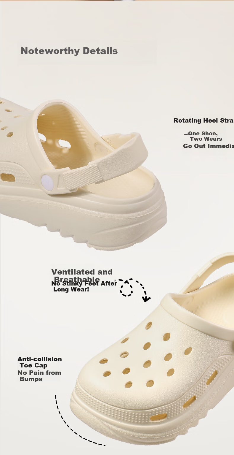 MINISO EVA Summer Unisex Hole Shoes Beach Sandals Non-Slip Soft Couple White+Light Blue Butterfly Pattern 7