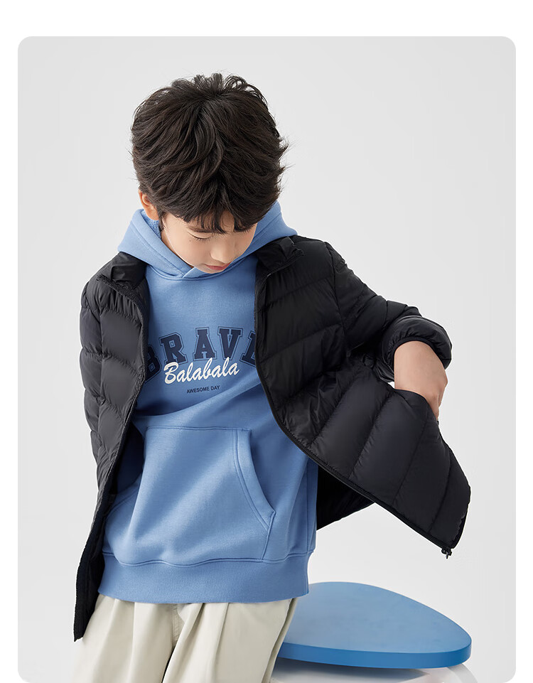 BALABALA Children's down Jacket, Autumn And Winter Wear, Boys And Girls Outerwear, Baby Short Lightweight Stand-Collar Coat, Parent-Child Outfit Clothing 3