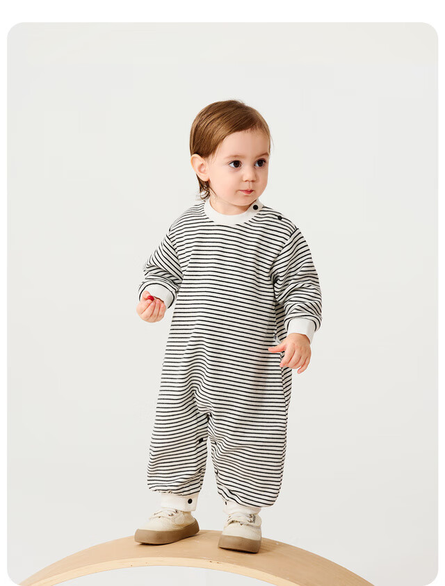 TONGTAI Baby Romper Spring and Autumn Infant Clothing Boys Girls Casual Jumpsuit Crawling Suit Kidswear Black 66cm 4