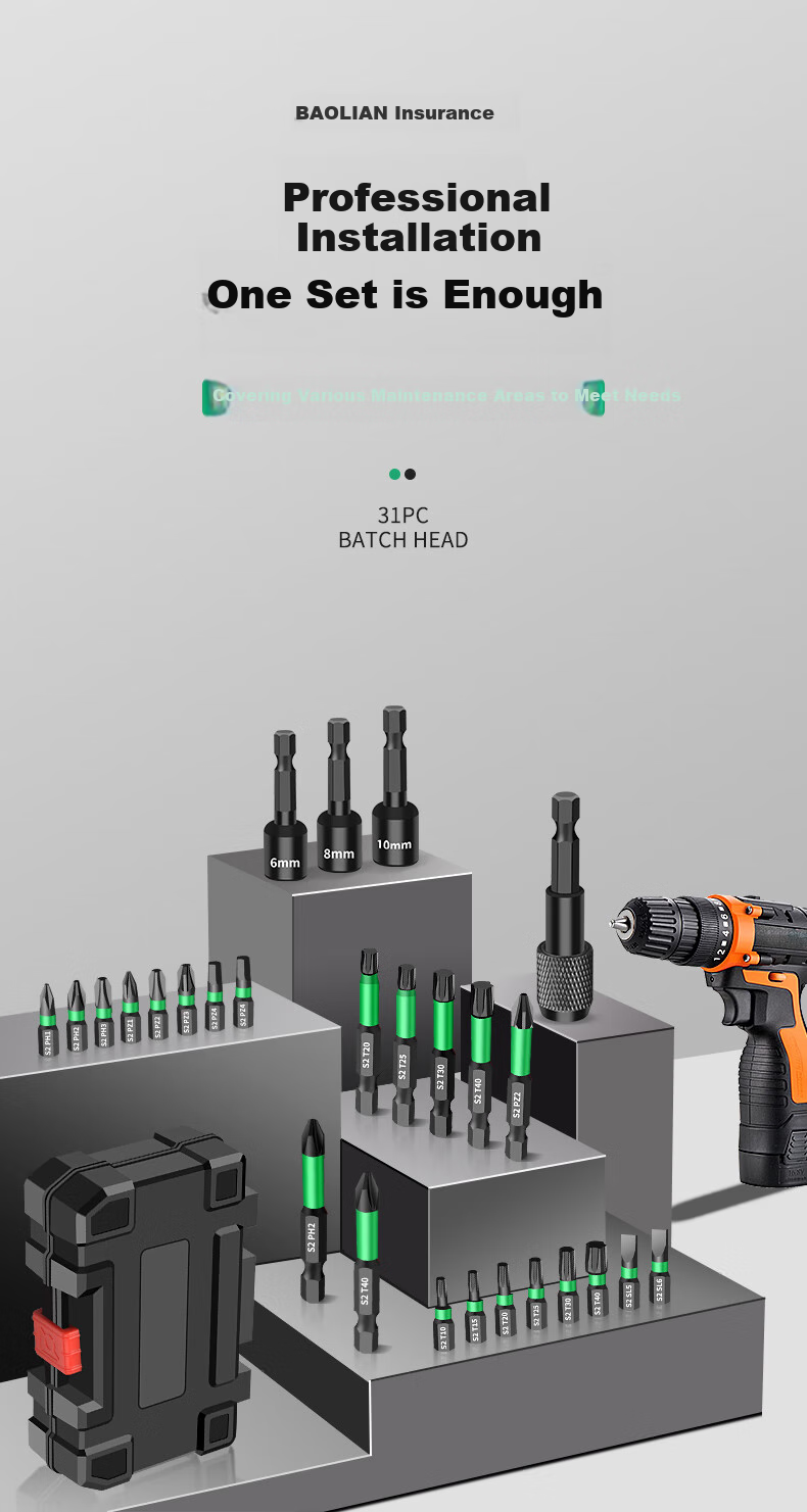 Baolian Screwdriver Set with Strong Magnet, Phillips, Flathead, Hex, Torx, 31 Pieces S2 Alloy Steel 3