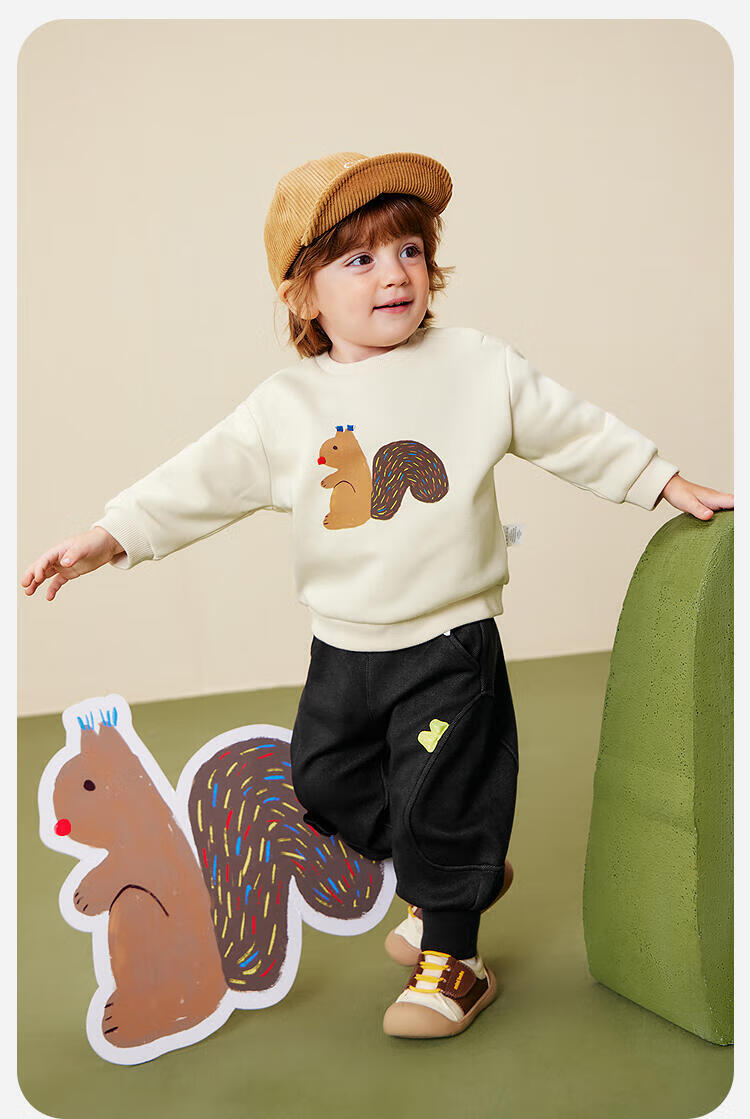 Minibala Baby Boys and Girls Sweatshirt 2025 Winter Far-Infrared Heating Fleece-Lined Warm Top 3