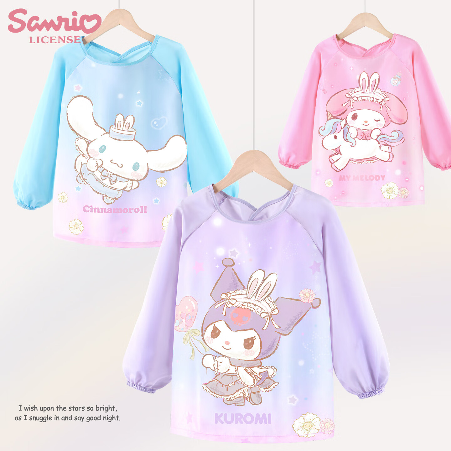Hello Kitty Kids Waterproof Bib Apron Reversible Smock for Eating and Painting U4202 Rose Pink Size M