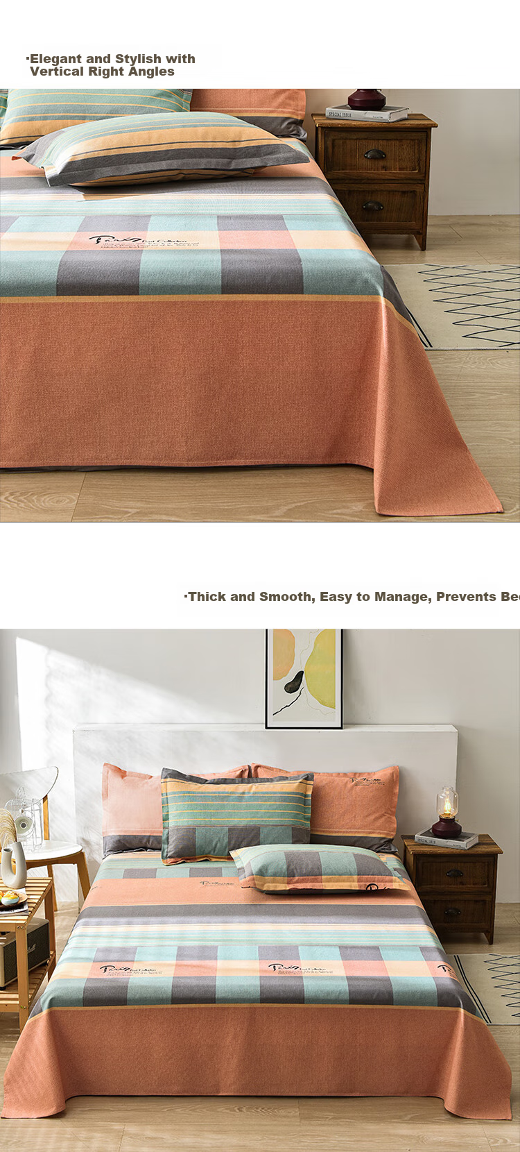 AVIVI Coarse Cotton Bed Sheet, Thickened Single Bed Sheet for Dormitory, Single Piece, Seine Style, 180*230cm 5