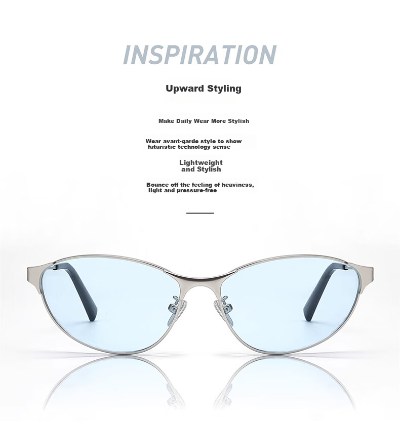 GOGOSOON New Y2k Retro Cat Eye High-End Metal Sunglasses for Women, Futuristic Riding Feel, UV Protection Sunglasses 2