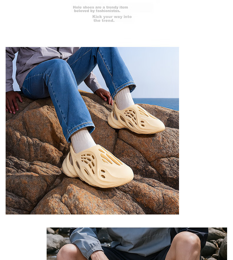 FOOTOPPO EVA Coconut Hole Shoes for Men, Summer Outdoor Wear, Sports Non-Slip Sandals, Slip-On Closed-Toe Slippers 20