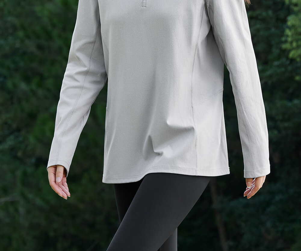 HERDE PEOPLE Muxuangzhe Autumn Half-Open Collar Long Sleeve T-Shirt Unisex Couple 10A Antibacterial Sports Moisture-Wicking Knitwear Moonlight Gray XL 4