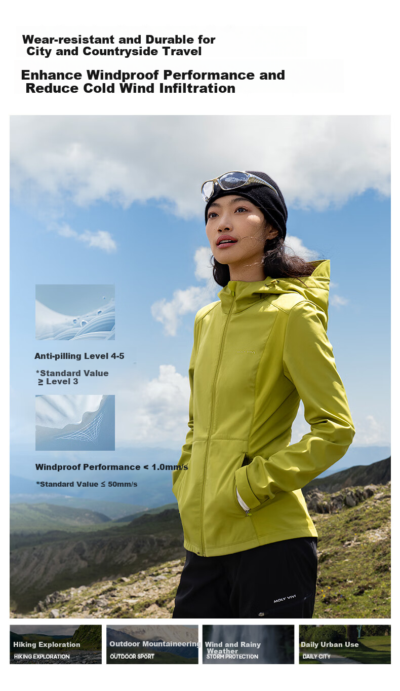 MOLY VIVI Slim-Fit Soft Shell Jacket for Women, Waist-Cinching Coat, Spring And Summer New Style Outdoor Windproof Waterproof Sports Hiking Wear, Magic Vivvi 4