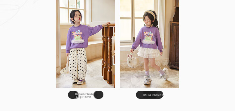 LUSON Little O Baby Okids Children's Clothing, Baby Sweatshirt for Girls, Three-Dimensional Fun And Dynamic Design, New Autumn 2025 Girls' Round Neck Top 3