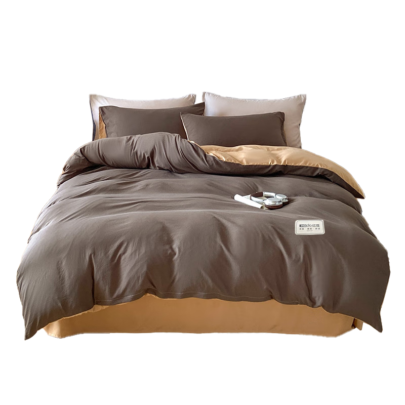 Hodo Student Dormitory Three-Piece Set for 0.9/1.2 Meter Bed, Bedding Set Including Bed Sheet And Duvet Cover, Dormitory Bedding Set, 150*200cm, Coffee Color