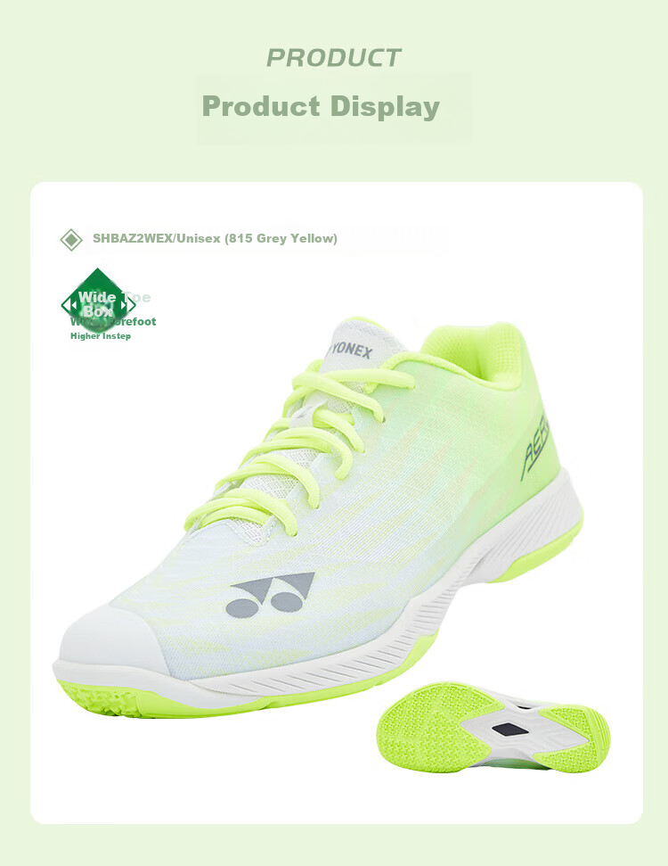 YONEX Badminton Shoes for Men And Women, Ultra-Light 5th Generation Breathable Shock-Absorbing Professional SHBAZ2WEX Gray And Yellow Size 42 10