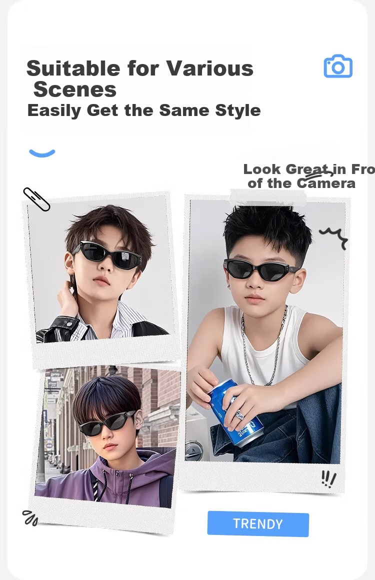 Cuntiandaofu Children's Sunglasses, Cat Eye Sunglasses, Children's Polarized Sunglasses, Boys' Fashionable Girls' Black Frame Polarized Gray 1