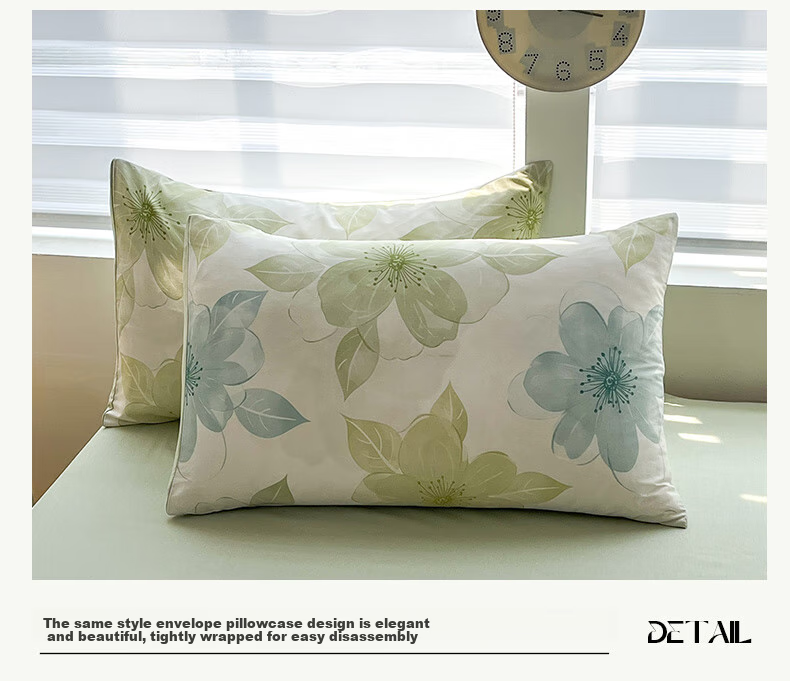 Grace Class 7A Antibacterial Pure Cotton Bedding Set, Three Pieces, Single Dormitory Bed Sheet And Duvet Cover, 1.5*2 Meters, for 1.2m Bed, Mengxia 3