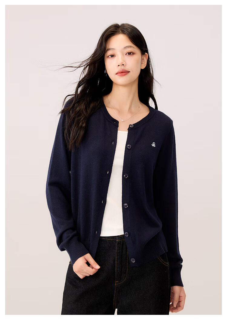 RA&RN / Aiqi Ruyu Autumn New Slimming Solid Color Wool Knit Cardigan Jacket for Women, Elegant 9