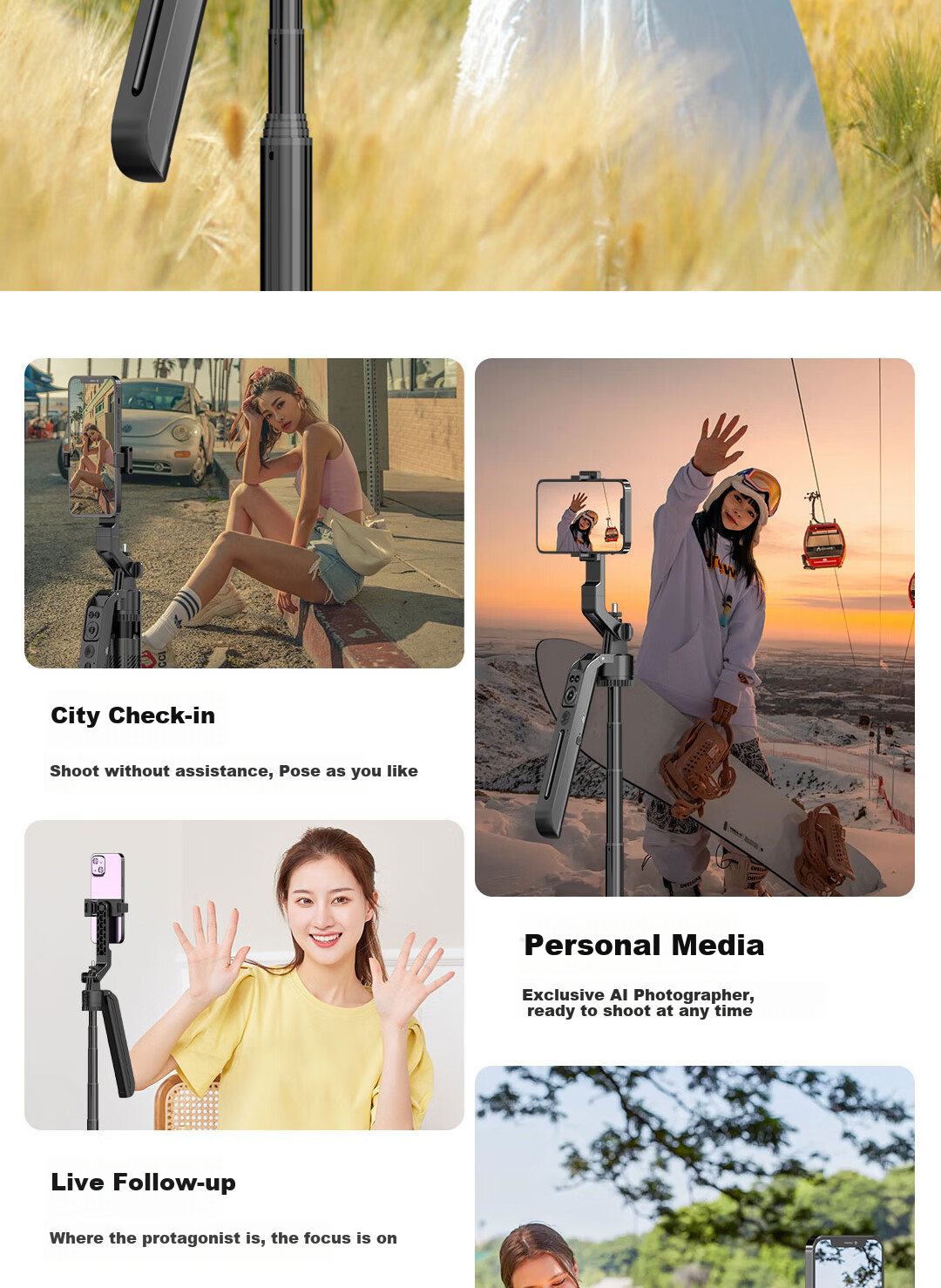 FUNSNAP FUNSNAP A8 Smartphone AI Gimbal Follow-Up Metal Tripod Bluetooth Remote Control Photography Handle Gadget Mobile Live Streaming Stand Anti-Shake Universal Dual Light Model 13