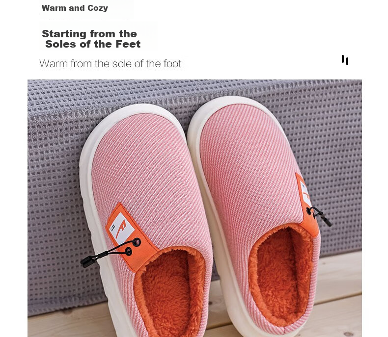 Huili Simple Thick-Soled Fleece-Lined Cotton Slippers for Indoor And Outdoor Wear, Warm Couple's Cotton Slides HL0650 Red Size 40-41 3
