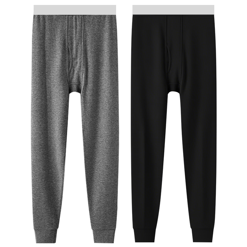 Nanjiren 2-Pack Men's Autumn Long Johns, 100% Pure Cotton Thermal Underwear, Antibacterial And Anti-Mite Thin Base Layer Cotton Pants, 2XL