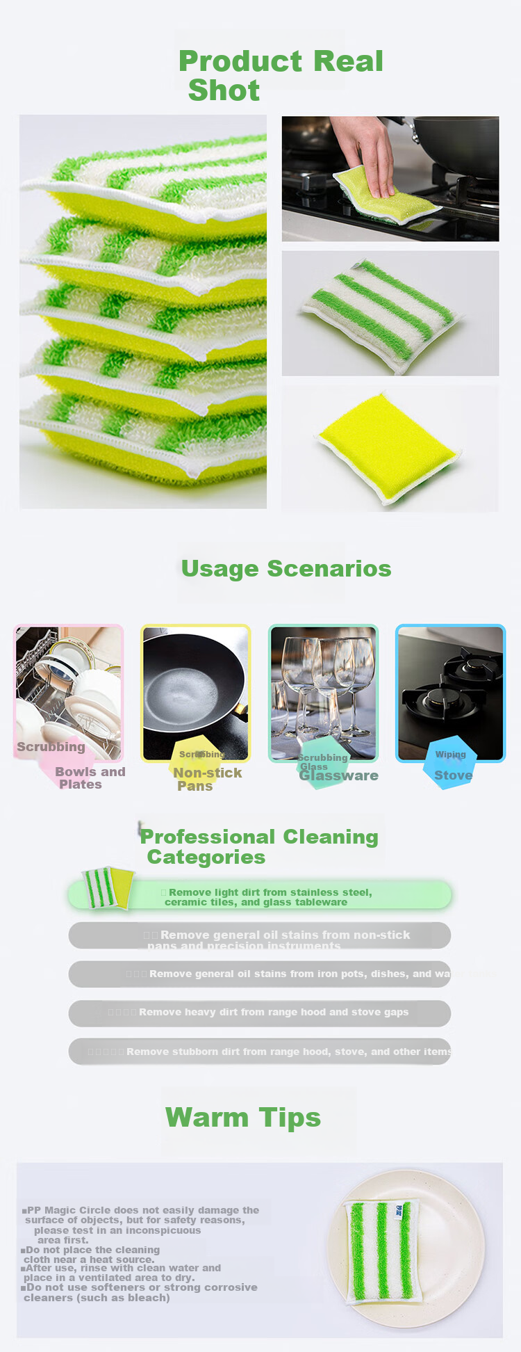 MIAOJIE Bamboo Oil Cleaning Cloth 23*18cm 3-Pack Kitchen Dishwashing Cloth Household Use Unique Fiber Easy to Rinse 4