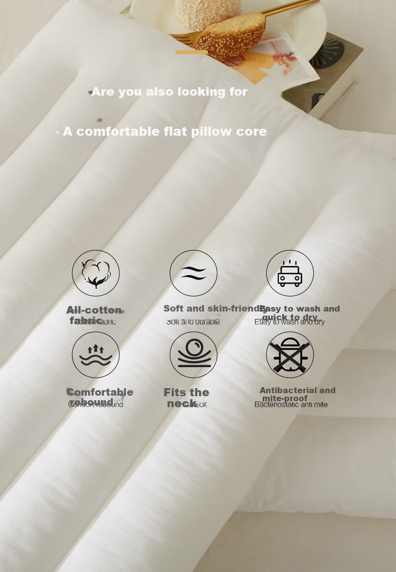 BEYOND Home Textile Pillow Core, Washable All-Cotton Embroidered Soft Pillow Core, Low Pillow Stand Tall Style, Single Pack, Lianyi 48*74cm 2