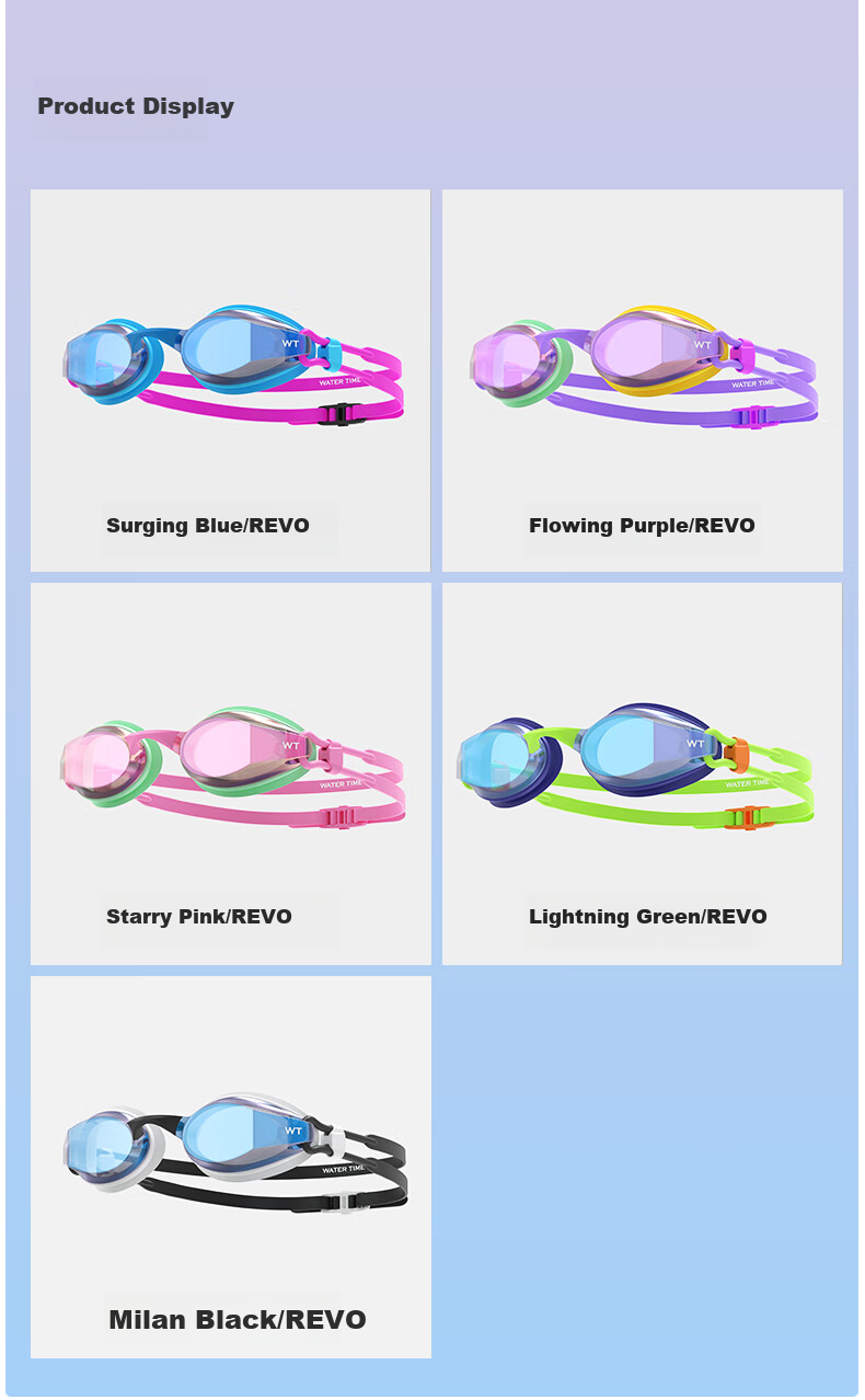 WATERTIME / Shuichuan Swimming Goggles, Anti-Fog Coated Lenses, Professional Waterproof Swim Glasses for Adult Men And Women, Pengpai Blue 14