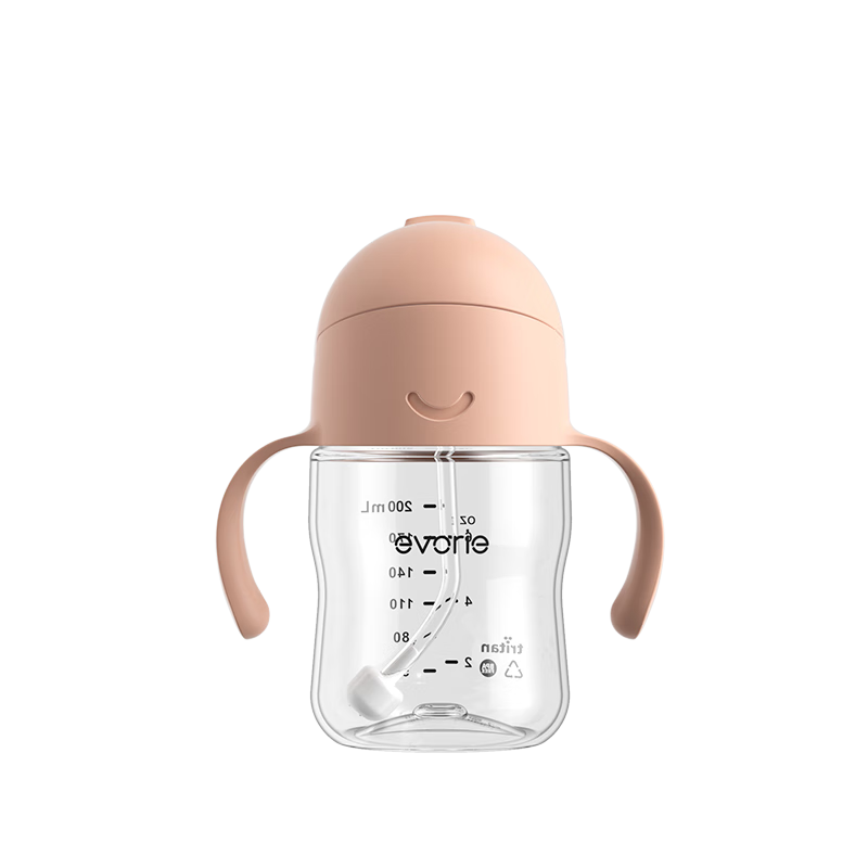 Evorie Kids Straw Water Bottle Toddler Leak-Proof Anti-Drop Straw Cup with Handle 200ml