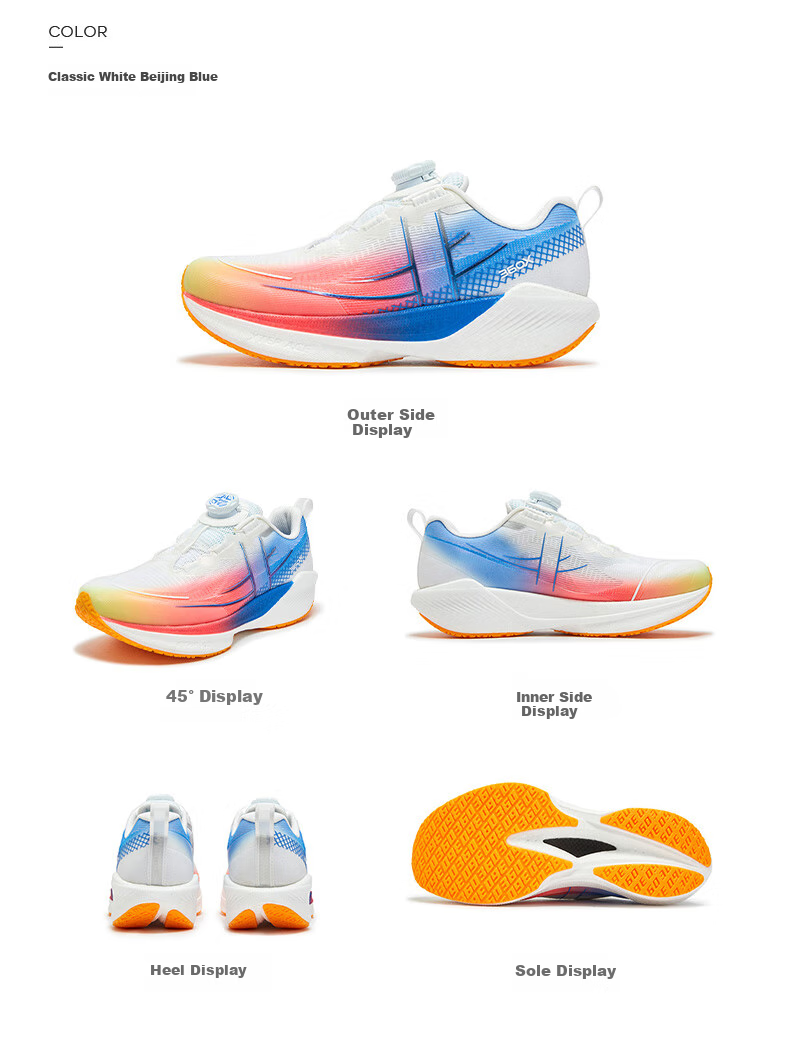 XTEP Children's Shoes, Boys' 360X Youth Physical Test Carbon Plate Running Shoes, Classic White/Beijing Blue, Size 40 18