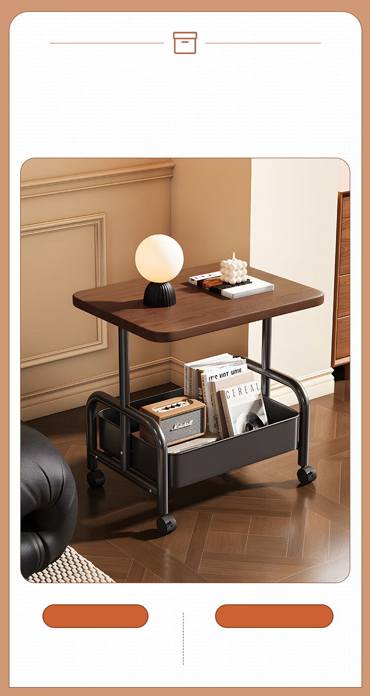 Yupin Coffee Table Living Room Sofa Side Table Small Round Table Bedroom Bedside Table Storage Rack Floor Cart J150 Black 1