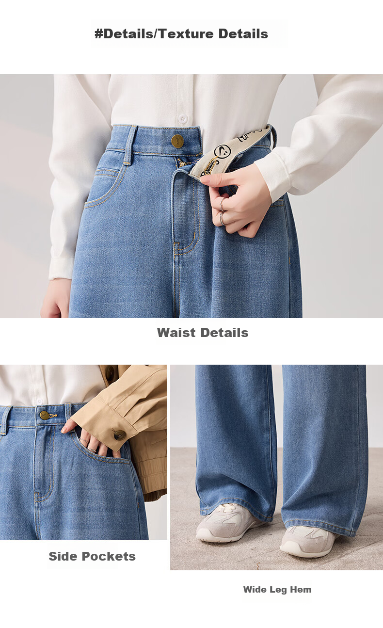 LangSha [New Retro Moisture-Wicking] High-Waisted Wide-Leg Jeans for Women, Spring And Autumn Loose-Fitting Straight-Leg Floor-Length Pants for Wome 4