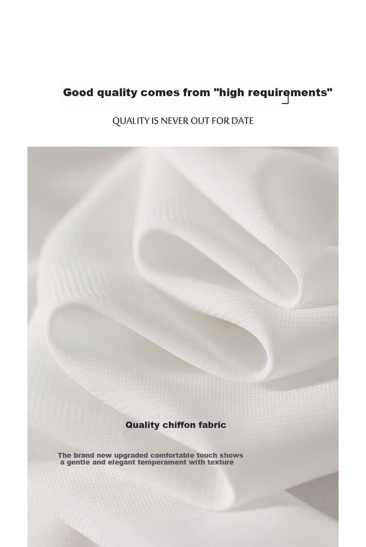Sentubila Fashionable Round Neck Three-Quarter Sleeve Chiffon Blouse for Women, Autumn Elegant Youthful Style Office Wear Top, White, Size S 3