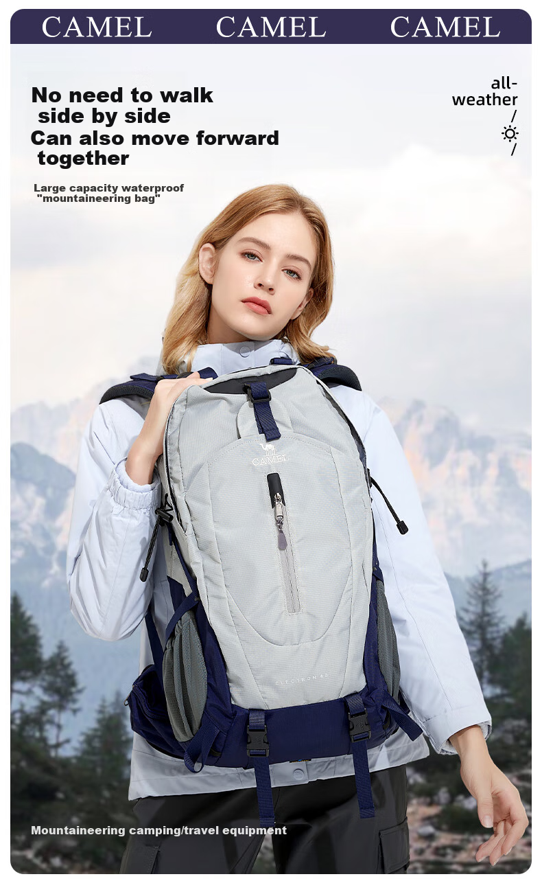 CAMEL Hiking Backpack, Outdoor Backpack, Travel Backpack, Mountaineering Backpack, Trekking Backpack, 2S04001A, Premium Gray 2