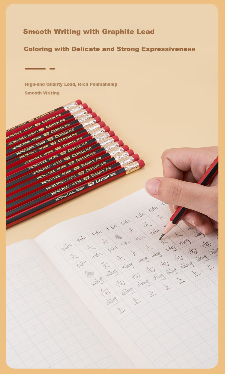 COMIX Cute Universe Student Children's Handwriting Practice Pencil Set (Pencils*6, Grip Holder*1, Pencil Sharpener*1) HB Black MWMP0050-6 5