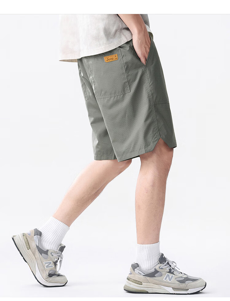 JEEP Men's Shorts, Summer Loose Cargo Pants, Men's Sports Knee-Length Shorts, Thin Casual Pants, Black, 2XL 3