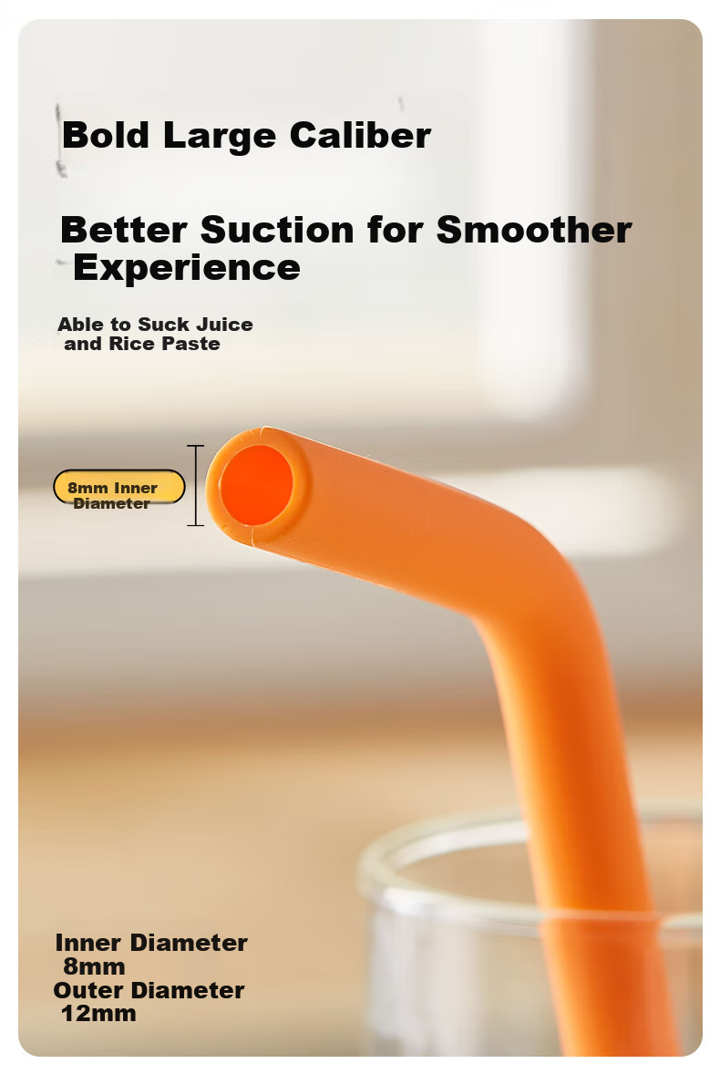 LOCK&LOCK Silicone Straw, Non-Disposable Soft Tube, Baby Drinking Bent Straw, Colored Thick Long Straw, Children's Water Cup Accessory 6