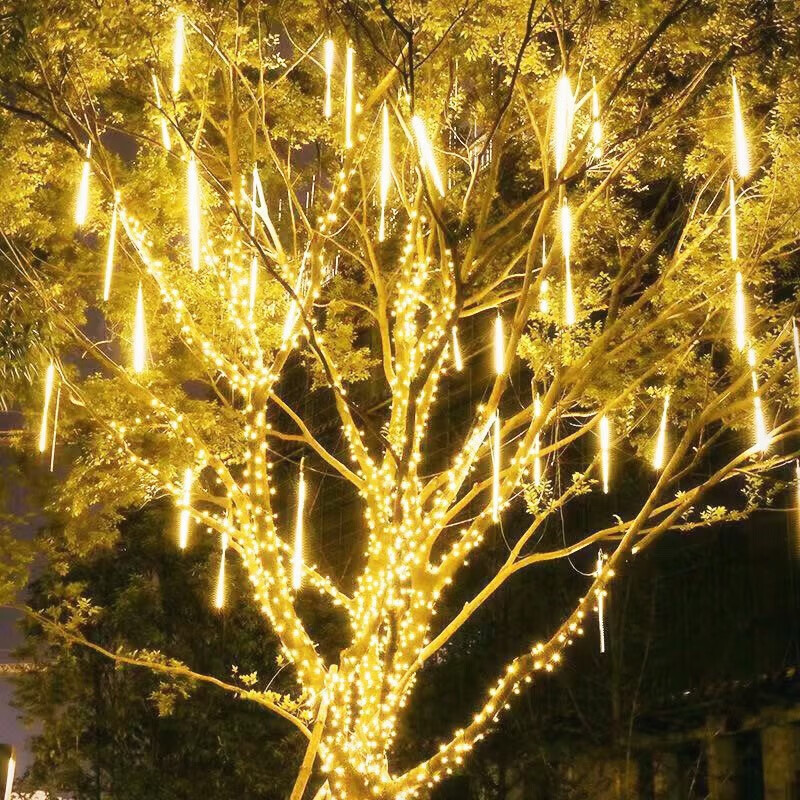 Yizhao Mei Meteor Shower LED Outdoor Waterproof Colorful String Lights Flashing Lights Hanging Tree Spring Festival Project Lighting Decorative Waterfall Lights Warm Color 50cm 8-Pack